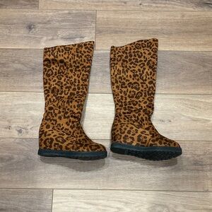 Leopard Print Knee-High Boots